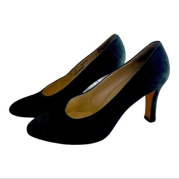 BALLY Black Suede Round Toe Pump Size 7 - Picture 1 of 12